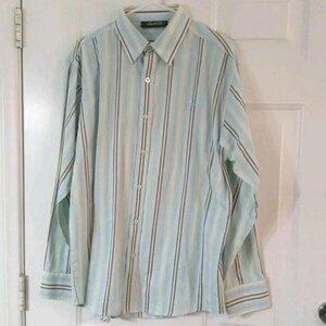 Vtg Southpole Shirt Mens Large Y2K 90s Light Blue Striped Oxford Casual Cotton